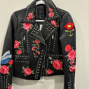 Floral Embroidered Black Jacket